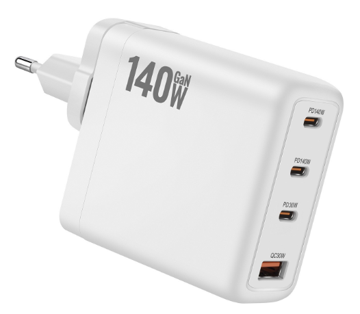 140W GaN PD QC3.0 USB Charger 4-Port Wall Adapter